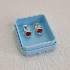 AROS ABRIDORES DE PLATA 925 CON CUBICS ROJO