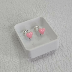 AROS ABRIDORES DE PLATA 925 CORAZON ROSA