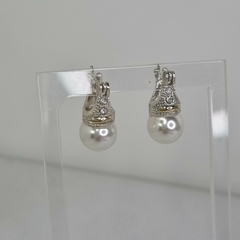 AROS LADY DI PLATA 925 Y MARQUESITA CON PERLA de 10mm