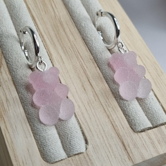 PAR DE AROS ACERO OSITOS YUMMIES COLOR ROSA K7205