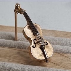 BROCHE PRENDEDOR VIOLIN EN ORO 18K ANTIGUO COD K7238 - tienda online