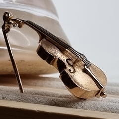 BROCHE PRENDEDOR VIOLIN EN ORO 18K ANTIGUO COD K7238 en internet