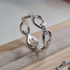 ANILLO CADENA PLATA MODELO GUCCI K7228 CON CUBICS