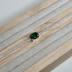 PULSERA CUBICS CON CUBIC VERDE ESMERALDA CENTRAL COD K7217