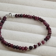 PULSERA BOLITAS DE AGATA NATURAL COLOR BORDO COD K7212 - comprar online
