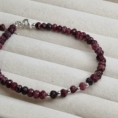 PULSERA BOLITAS DE AGATA NATURAL COLOR BORDO COD K7212