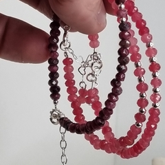 PULSERA BOLITAS DE AGATA NATURAL COLOR BORDO COD K7212 en internet