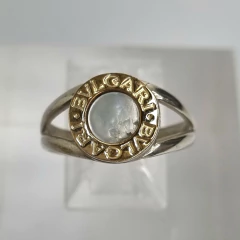 ANILLO DE PLATA 925 Y ORO CON NACAR ESTILO BVG COD: SK177