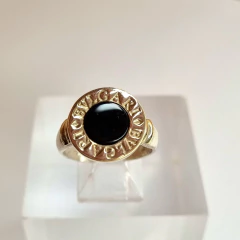 ANILLO DE PLATA 925 Y ORO CON ONIX ESTILO BVG COD: K7619