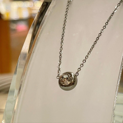 CADENA Y DIJE PUNTO DE LUZ CON VIROLA EN ACERO ITALIANO K5091