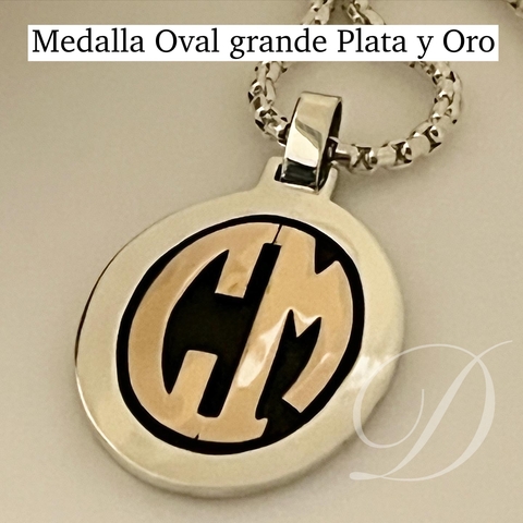 MEDALLON PLATA Y ORO 18 OVAL GRANDE