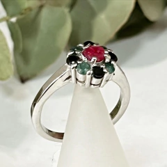 ANILLO DE PLATA Y PIEDRAS DE RAIZ NATUAL TAILANDIA k1374 - comprar online