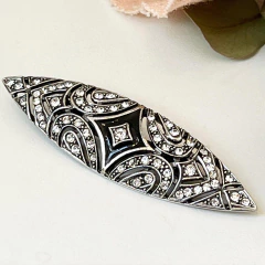 BROCHE ANTIGUO ESTILO PLAQUETA EN PLATA Y CUBICS CON ESMALTE SK573