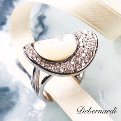 ANILLO PLATA Y NACAR OVAL Y PAVEE EN PLATA ITALIANA J960 - comprar online