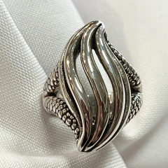 ANILLO INFLADO ALMENDRA ITALIANO TIPO BELGIORNO EN PLATA SK752