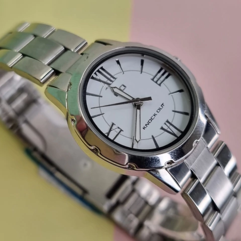 RELOJ KNOCK OUT ACERO FONDO BLANCO ROMANOS 2413.311