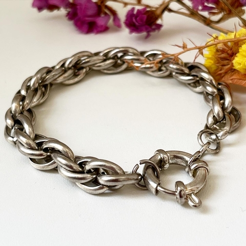 PULSERA ANCHA PLATA TOURBILLON CON MARINERO COD 10263