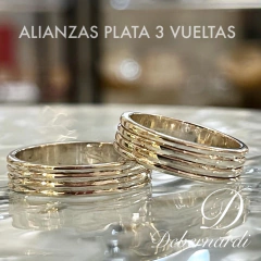 ALIANZAS PLATA RANURADAS HECHAS A MANO 3 VUELTAS