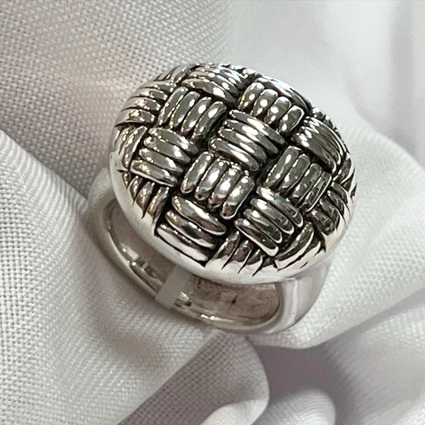 ANILLO PLATA INFLADA CANASTA REDONDO SK753