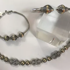 PULSERA DE PLATA Y ORO 18 KLT Y PIEDRAS NATURALES. COD: 3472 en internet