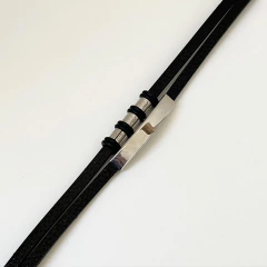 PULSERA CUERO DOBLE CON ACERO ITALIA SK 533 - comprar online