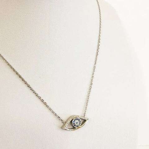 CADENA Y DIJE PLATA OJO TURCO 9308