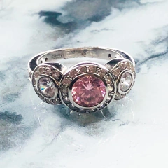 ANILLO PLATA ROSA DE FRANCIA Y CUBICS 9612 - comprar online