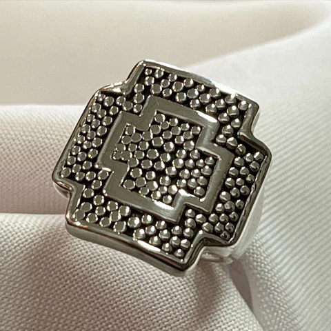 ANILLO CRUZ PLATA INFLADA ESTILO ITALIANO SK741