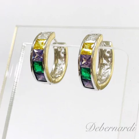 AROS DE PLATA ARLEQUIN CON PERIDOTO, TOPACIOS Y AMATISTAS