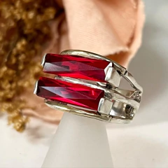 IMPORTANTE ANILLO COLOMIBIANO PLATA ORO 18 Y RUBIES K1512 en internet