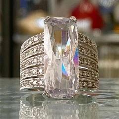 ANILLO PLATA ITALIANA CON IMPORTANTE CUBIC RECTANGULAR BAGUETTE J775 - comprar online