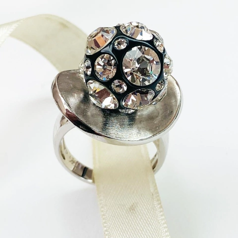 ANILLO ESFERA SWAROVSKI ELEMENTS PLATA 9990