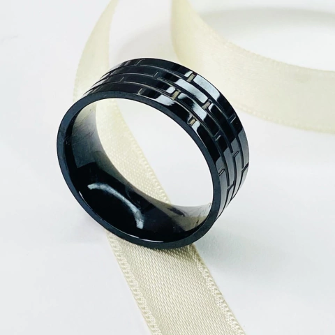 ANILLO HOMBRE ACERO NEGRO ITALIANO K1275