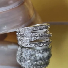 ANILLO DE PLATA MEDIO SIN FIN CUADRUPLE CON CUBICS COD: 6403 en internet