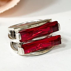 IMPORTANTE ANILLO COLOMIBIANO PLATA ORO 18 Y RUBIES K1512 - comprar online