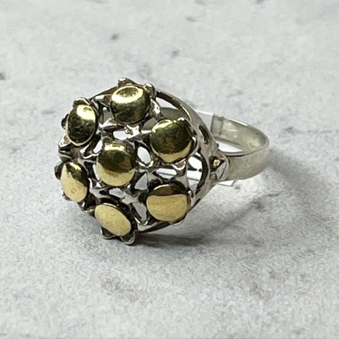 ANILLO FLOR PLATA Y ORO 18 COMBINADO K1064