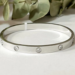 PULSERA ESCLAVA OVAL ACERO Y CUBIC K1395