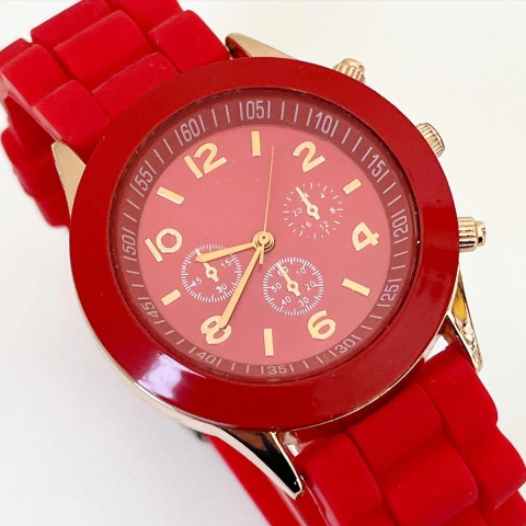 RELOJ SILICONA ESTILO MK ROJO Y ROSE MK18