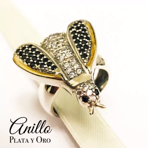 ANILLO PLATA Y ORO MODELO ABEJA COLOMBIA COD4272 - comprar online
