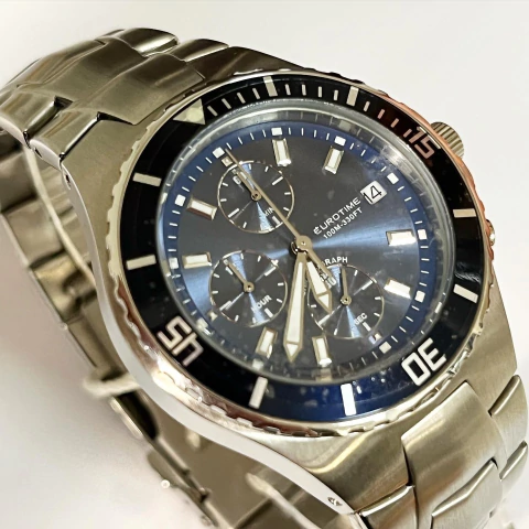 RELOJ EUROTIME CABALLERO CRONOGRAFO SUMERGIBLE AZUL 11/1024.44