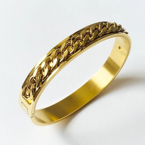 Pulsera esclava con bisagra cadena acero enchapado 9969