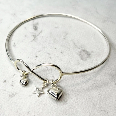 PULSERA RIGIDA INFINITO CON DIJES PLATA ITALIANA K2271