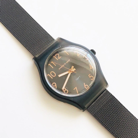 RELOJ KNOCK OUT malla tejida fondo negro 1570