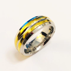 ANILLO ACERO COMBINADO CON ENCHAPADO ORO 4001 - comprar online