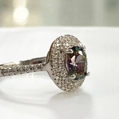 ANILLO TOPACIO MISTICO OVAL CORONADO PLATA 9338 - DEBERNARDI - Joyeria Debernardi