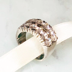 ANILLO MEDIO SIN FIN DOBLE PLATA Y CUBICS J911