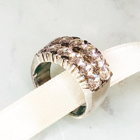 ANILLO MEDIO SIN FIN DOBLE PLATA Y CUBICS J911