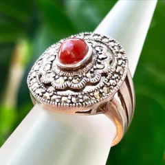 ANILLO MARCASITAS Y GRANATE TAILANDÉS 5102 - comprar online