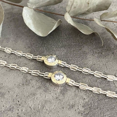 PULSERA BVG PLATA Y ORO CON CUBIC COMBINADA k1013