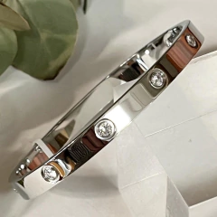 PULSERA ESCLAVA OVAL ACERO Y CUBIC K1395 - comprar online